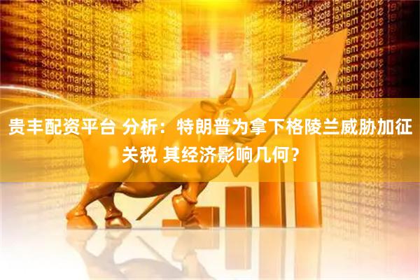 贵丰配资平台 分析：特朗普为拿下格陵兰威胁加征关税 其经济影响几何？